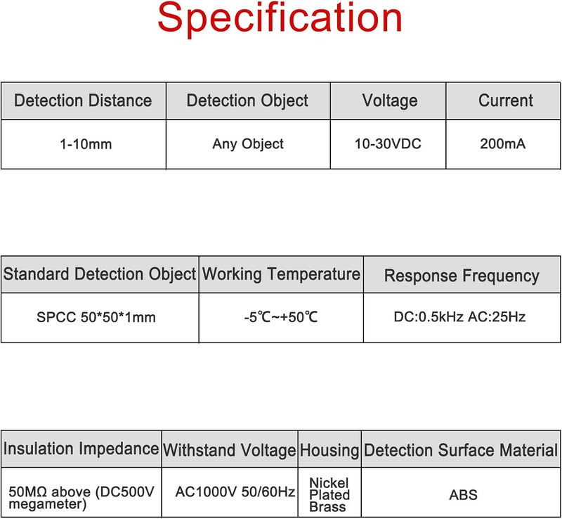 Heschen M30 Capacitive Proximity Sensor Switch, Shield Type, LJC30A3-10-Z/CY, Detection 1-10mm, 10-30VDC 200mA, PNP NO+NC, 4 Wire - Image 4